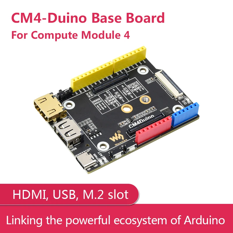 

CM4-Duino Base Board For Raspberry Pi Compute Module 4, HDMI, USB, M.2 Slot, Linking the powerful ecosystem of Arduino