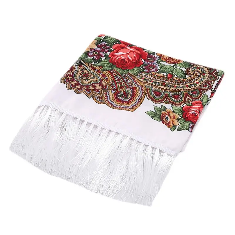 Retro Printed Scarf Winter Boho Shawl Autumn And Winter Warm Cotton Russian Women\'S Shawl Ethnic Style Tassel Scarf Shawl 1pc