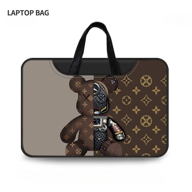 Bolsa para laptop de urso violento dupla face, bolsa de viagem de 16 polegadas para apple macbook 15, capa de computador macbook air 13, bolsas para laptop