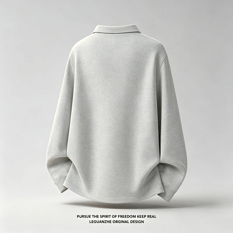 Herren-Polohemd mit Reverskragen, langen Ärmeln, Kontraststreifen-Design, lockerer Passform, weich, atmungsaktiv, Freizeithemd – Detail 6
