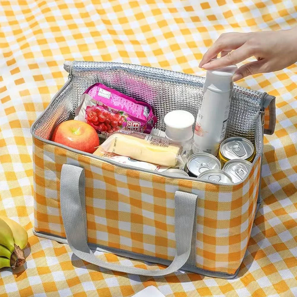 Picnic Insulation Bag, Reusable Thick Aluminum Film Outdoor Picnic Basket, Camping Equipment, Family Picnic Debris Container