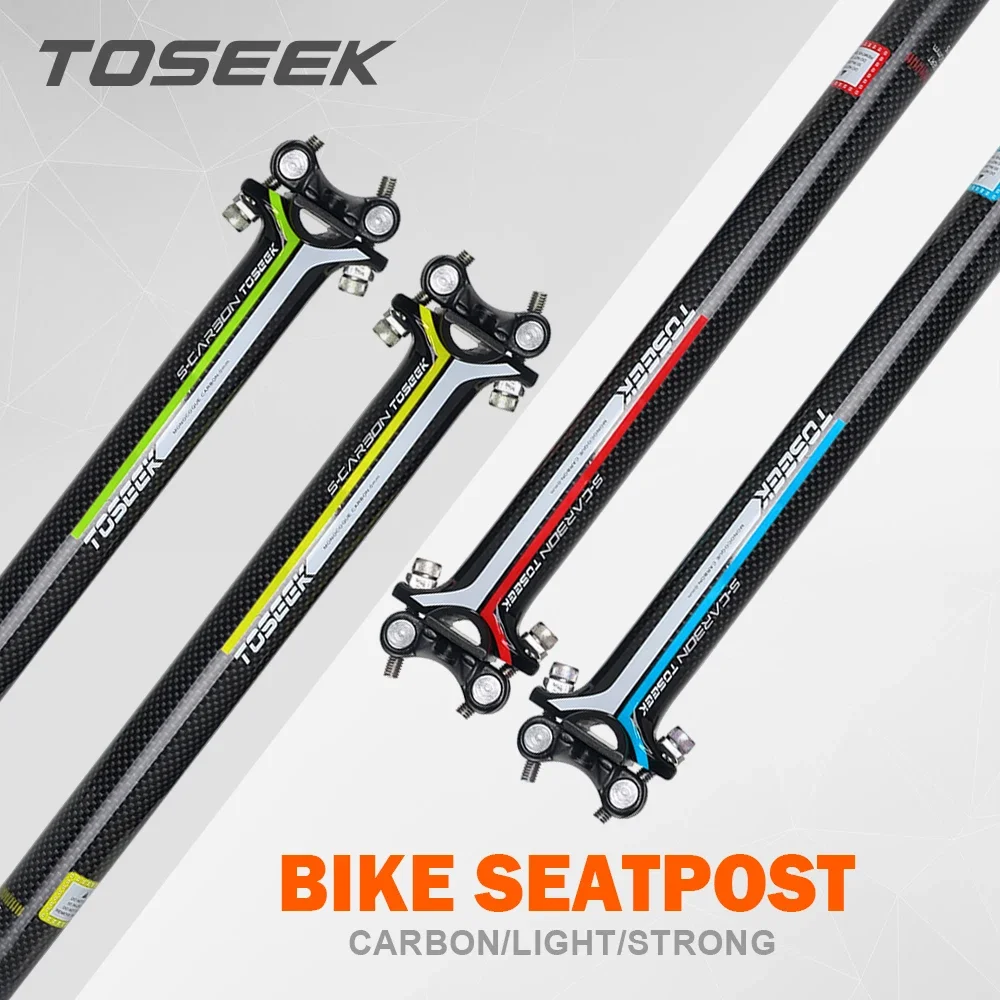 TOSEEK Carbon Fiber MTB Mountain Road Bicycle Diameter 27.2mm Telescopic Seat Post Length 400mm Lightweight 210g Bike Parts