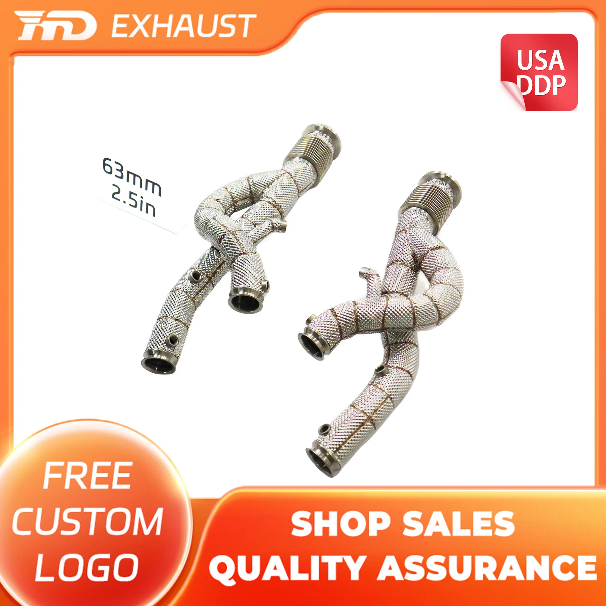 

HMD Hot Sales Downpipe for Lamborghini Revuelto SS304 Performance Exhaust With Heat shield