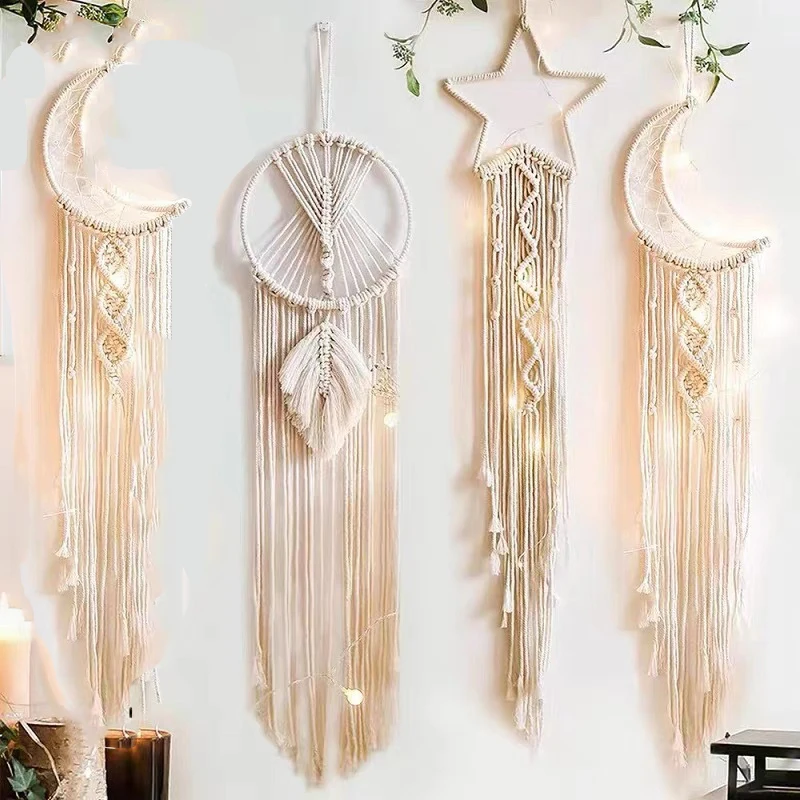 Macrame Dream Catcher Boho Home Decor Moon Ramadan Decoration Macrame Wall Hanging Baby Nordic Room Decoration Kids Nursery