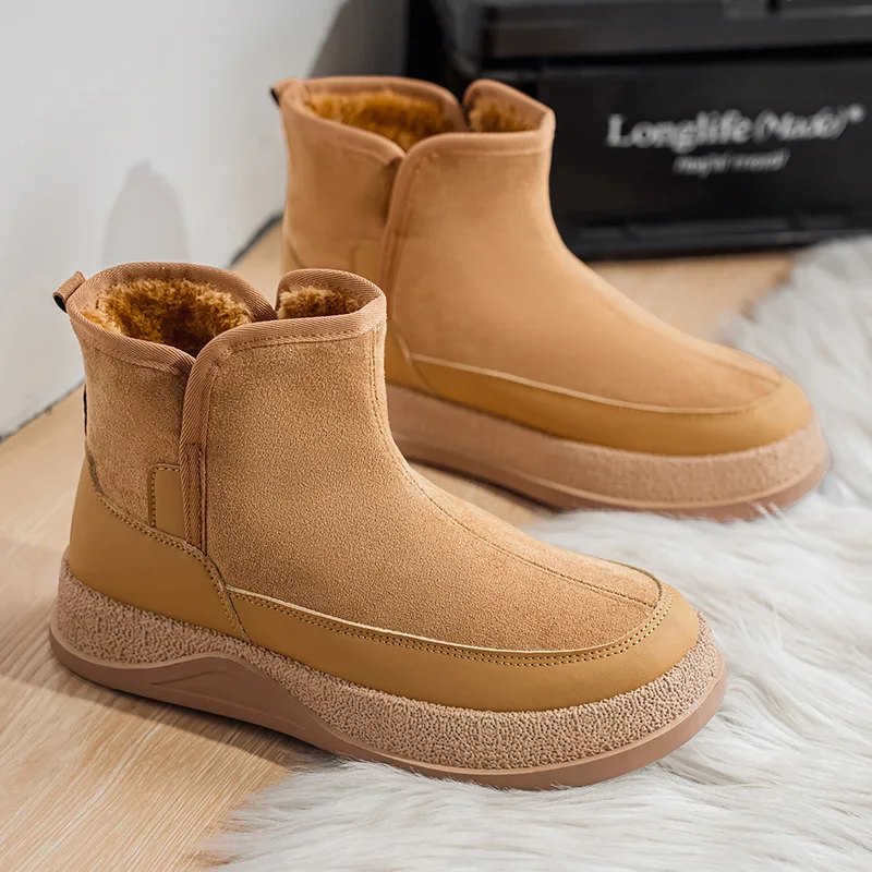 

New Winter Boots Non-slip Work High-top Outdoor Warm plush Casual Shoes for Men Waterproof PU Leather Warm Snow Ankle Boots