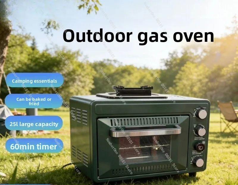 Outdoor Multi-Function Gas Oven & Stove, Large Capacity Baking Box for Camping Portable, Uses Butane Canister