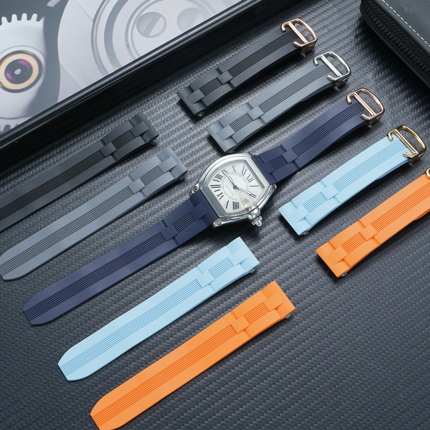

19mm quick release FMK watch strap for Cartier Roadster series W6206018 W6206017 fluororubber sports waterproof watch strap