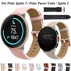 20mm Leather Watchband For Polar Ignite 3 2 /Polar Pacer Strap Bracelet Wristband Replacement For Polar Unite Band Accessories