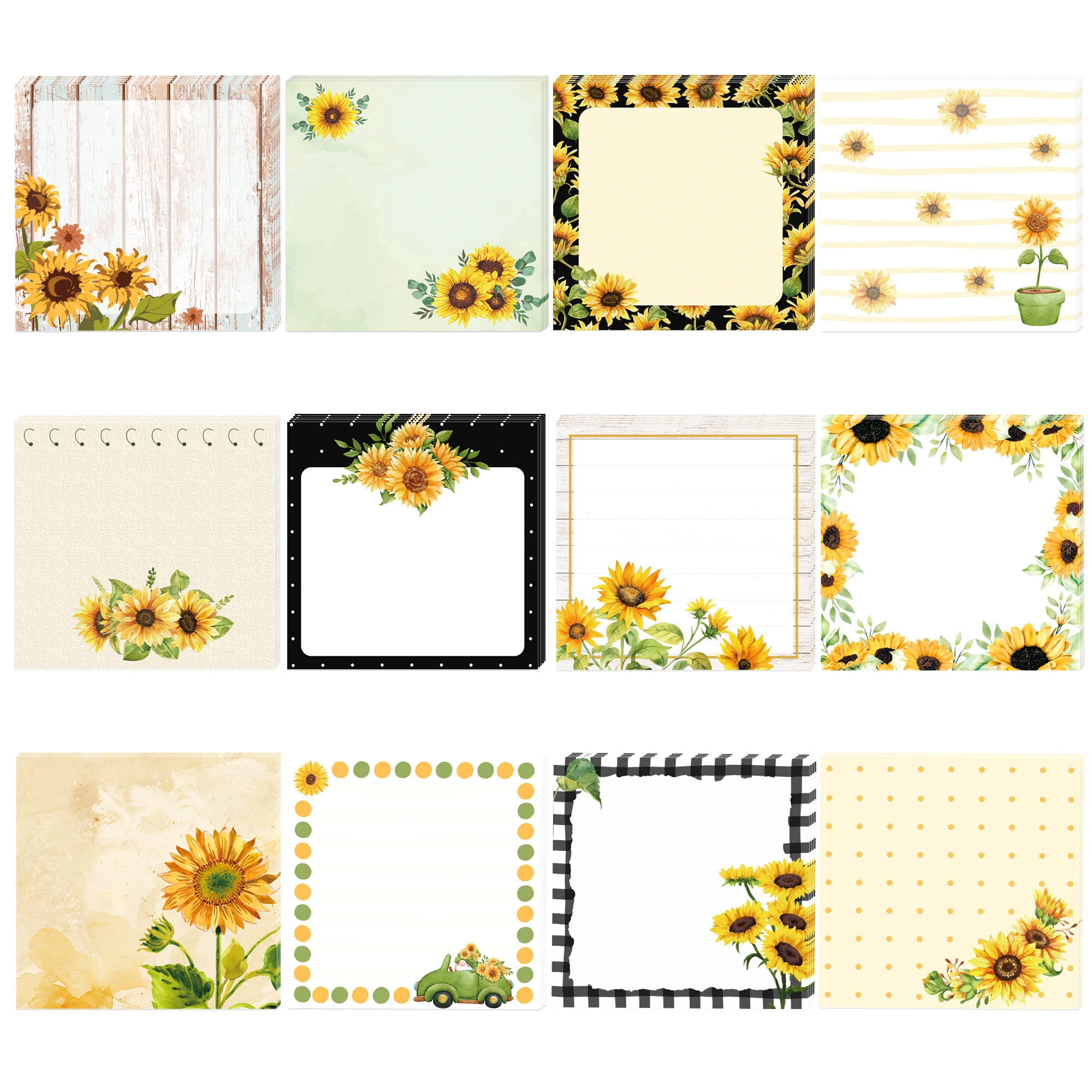 12/24/36pcs Sunflower Memo Pads Set,Self-Stick Notes Pads,Refrigerator Sticky Notes for Home Use Office Birthday Gifts Supplies