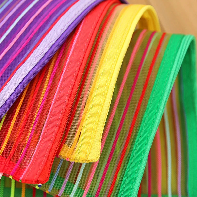A4 A5 B5 B6 Rainbow Color File Folders Bags Nylon Mesh Document Bag Multi-purpose Stationery Papers Storage Bag Random Color