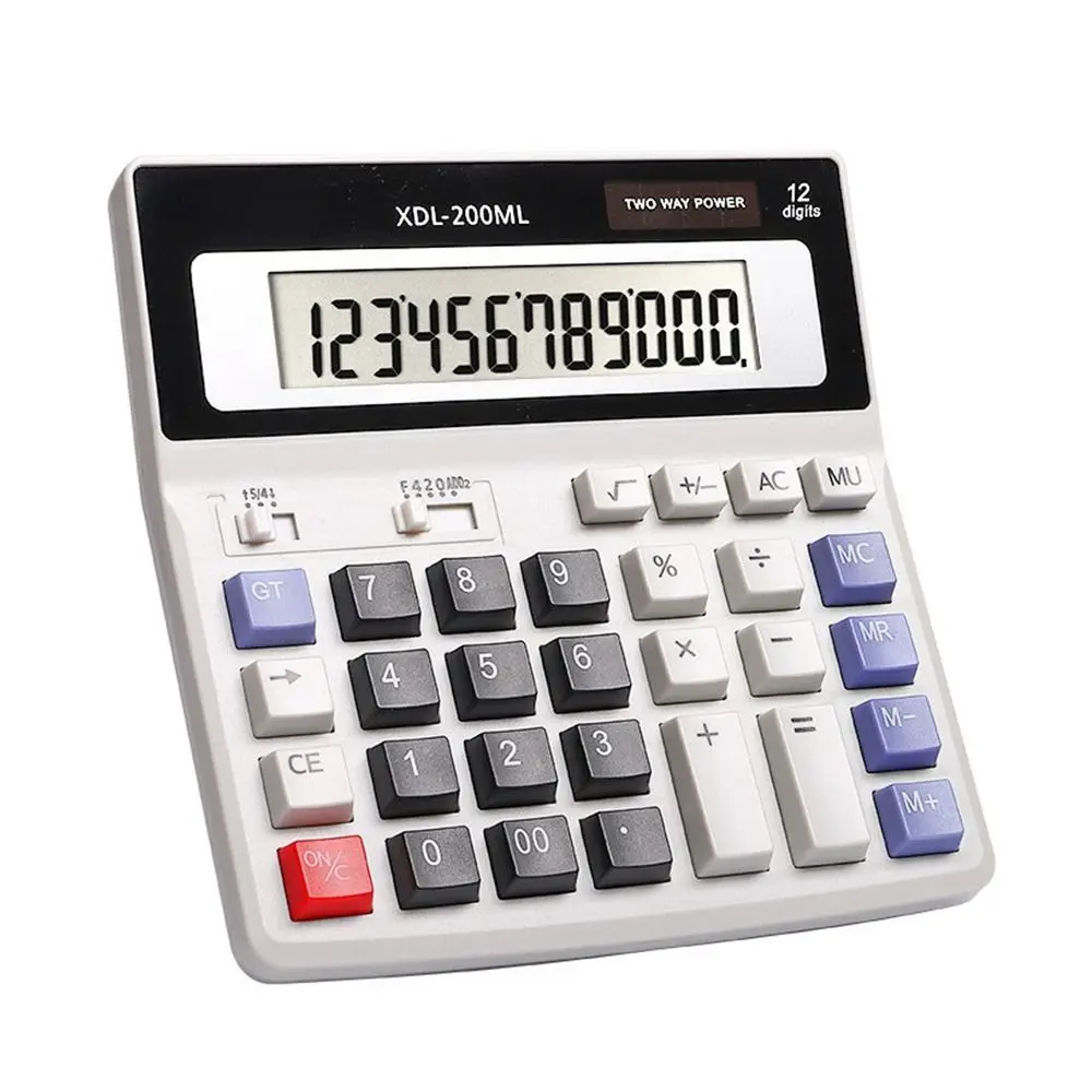 12 Digits Calculator LCD Display Dual Power Electronic Calculator High Sensitivity Button Financial Accounting Calculator