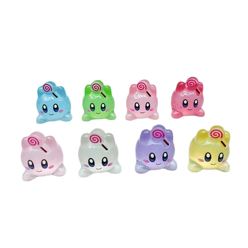 10Pcs/Set Anime Star Kirby Action figure luminous kirby Accessories Decor DIY Resin Keychain Kids Birthday Xmas Gift Toys