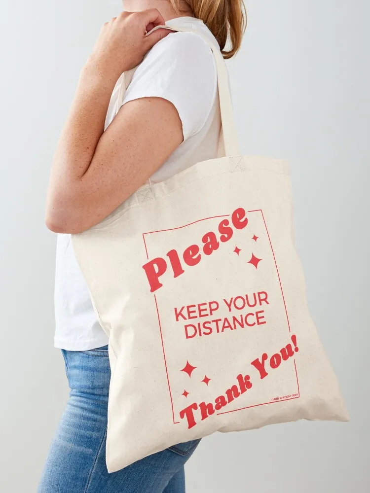 Please Keep Your Distance (red) Tote Bag tote bag men's large size bags hand bags