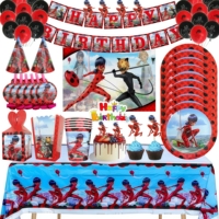 Ladybugss Girl Birthday Party Decoration Miraculous Girl Tableware Cake Topper Plates Balloons Kids Baby Shower Party Supplies
