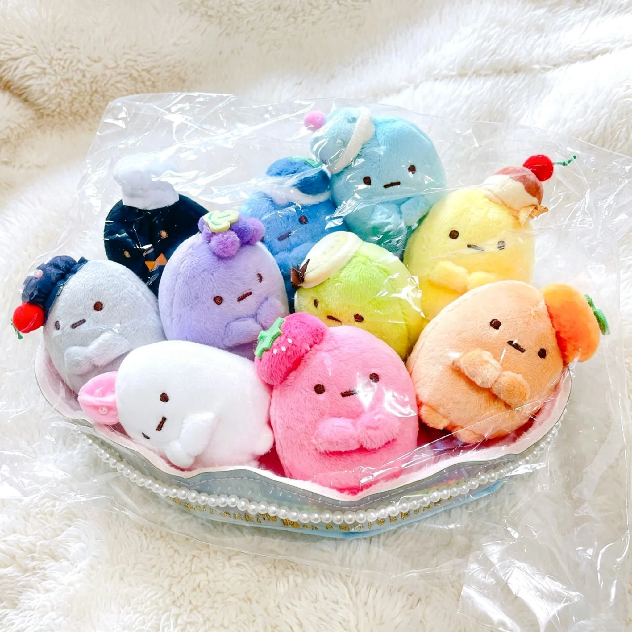 Genuine Sumikko Gurashi Plush Toy 10th Anniversary Limited Cute Fruit Dessert Stuffed Doll Kawaii 10-Color Dango Plushies Toy