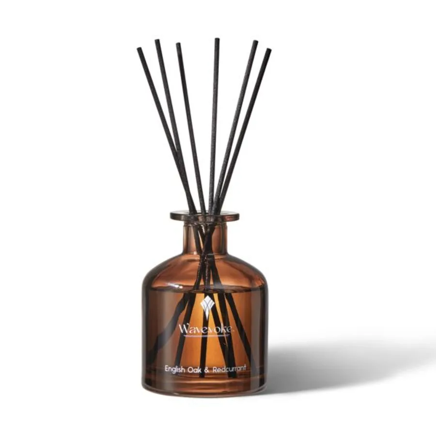English Oak Redcurrant Reed Diffuser 6.76oz Essential Oil Sticks for Elegant Home Fragrance and Bathroom Accents