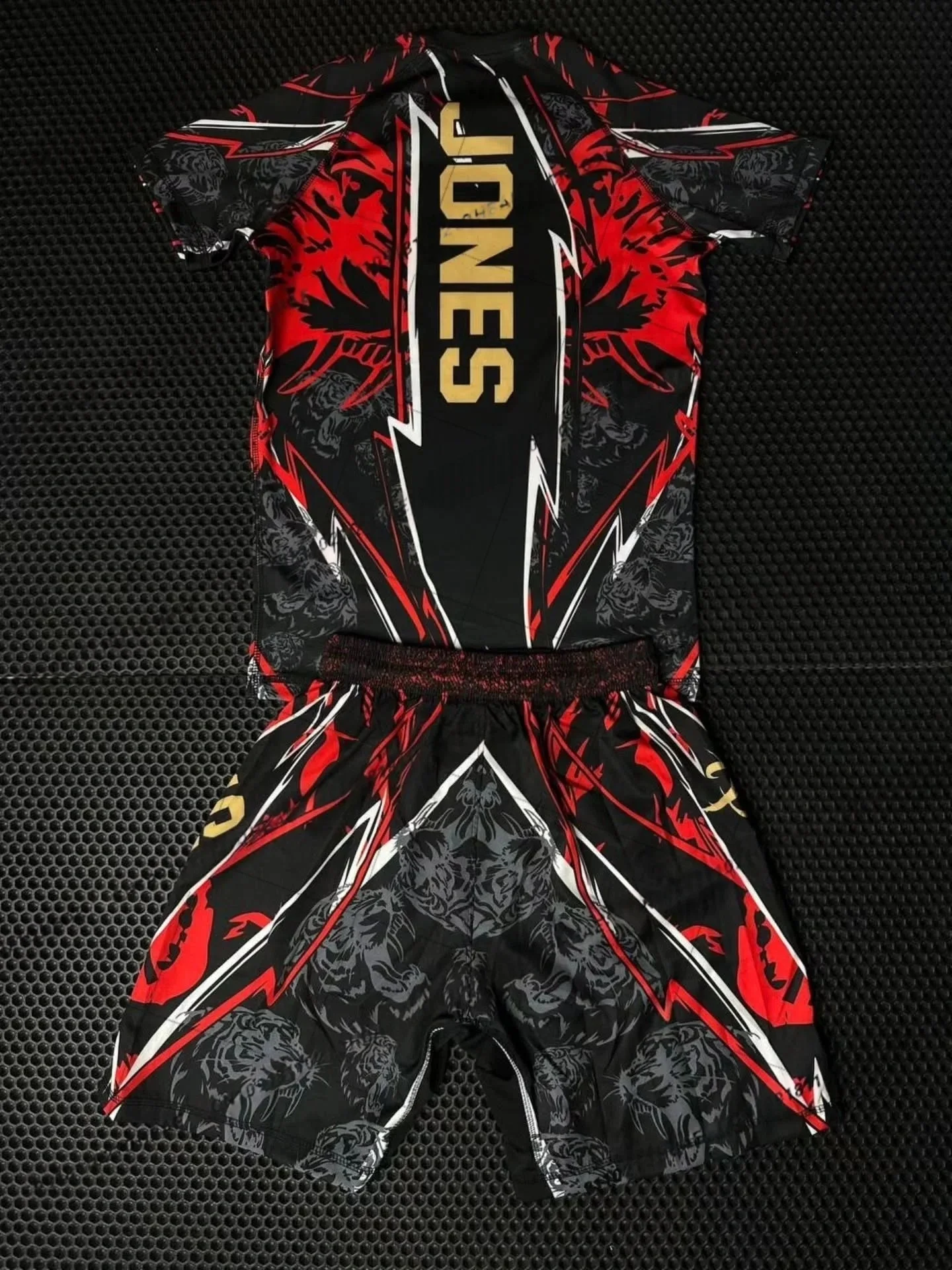 2026 New Hot Selling Top Boxer Jon Jones T-shirt Shorts Set Men's Sports Training Running Speed Fighting Breathable