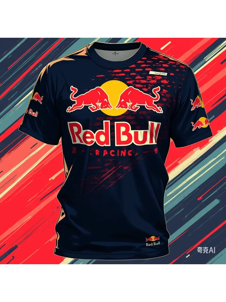 AliExpress RedBull Men's Summer Red Bull High-end Brand Short-sleeved T-shirt Fashionable Loose Top Outdoor Extreme Sports Red Bull Cycling Suit