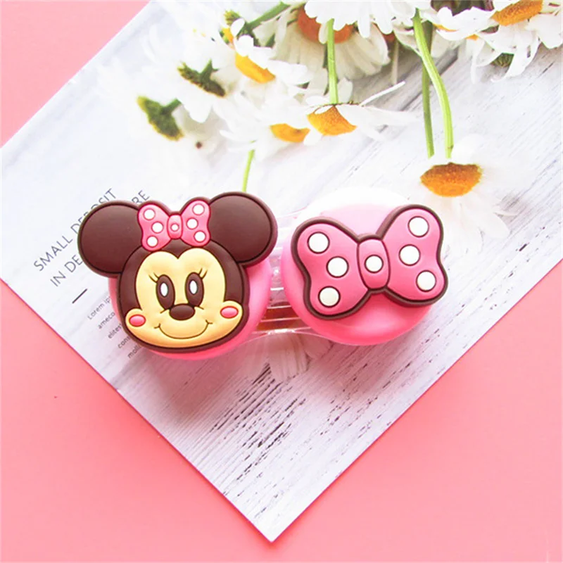 Disney Anime Mickey Mouse Contact Lens Case Kawaii Minnie Stitch Pooh Compact Portable Contact Lens Colored Contacts Case