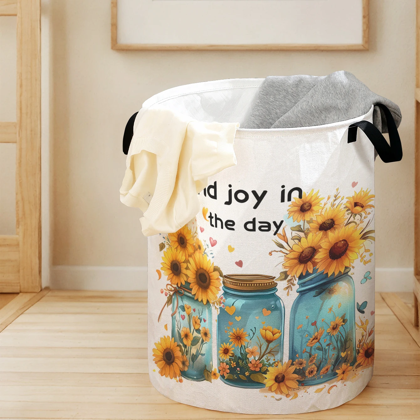 

Складное ведро для хранения с принтом под стеклянную банку, большой вместимости, для детских игрушек и одежды, для дома и ванной комнаты