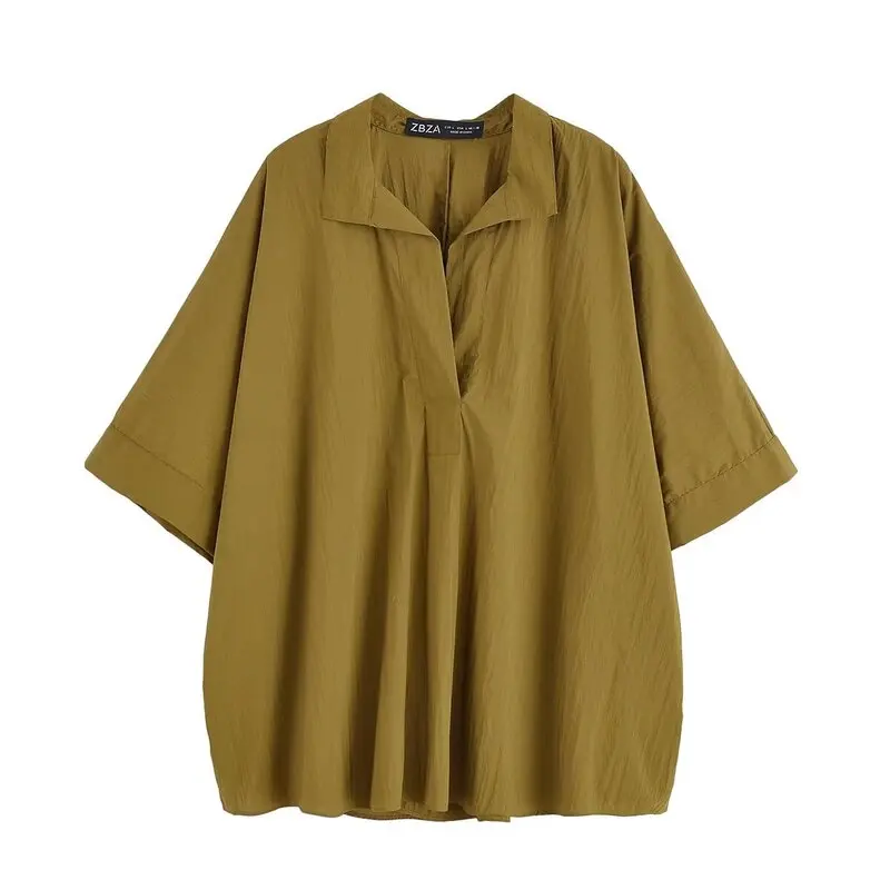 2025년 여름 여성용 출퇴근용 스트라이프 루즈 클로크 스타일 셔츠 다용도 캐주얼 패션 소매 길이 6부 일반 두께