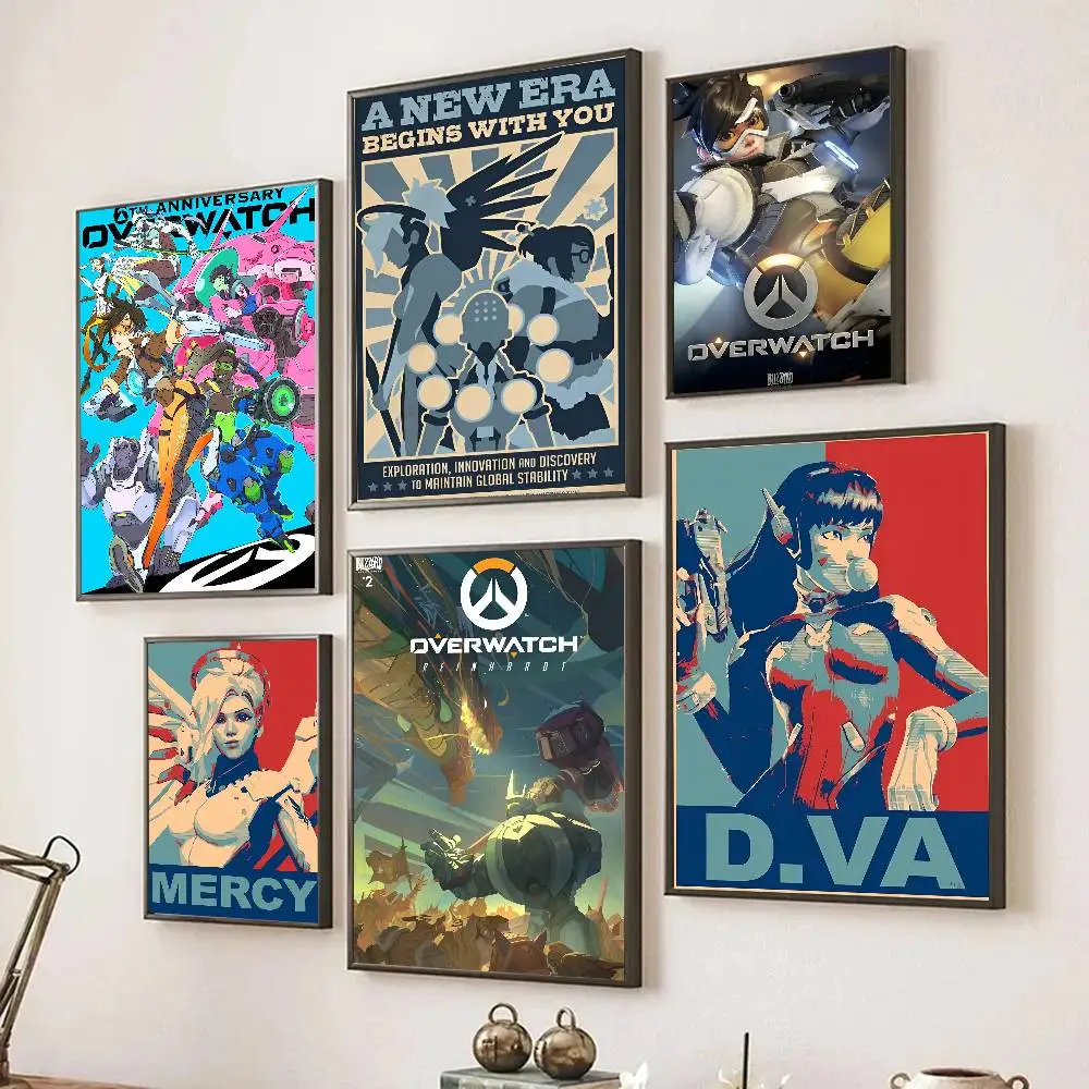Game The Overwatch 2 Poster, selbstklebende Kunst, Raumeingang, Restaurant, Wanddekoration, Kunstgemälde