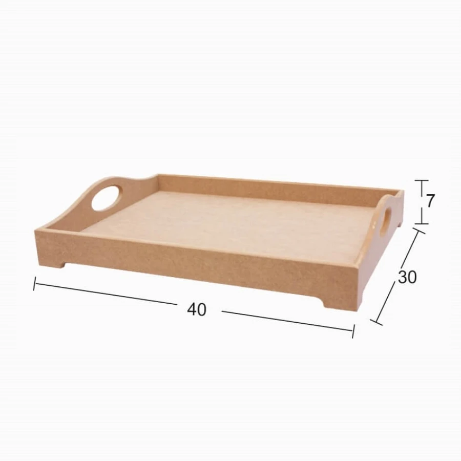 T766 Pedestal Brass Tray, Unpainted Mdf Wood Tray