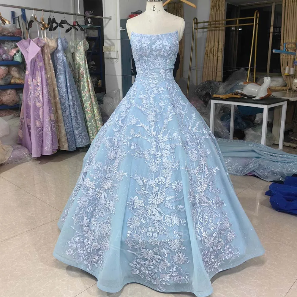 

Classic Strapless Blue Quinceanera Dress 2026 Elegant Party Dress Customized A-line Sweet 16 Party Gown vestidos de 15 quinceañe