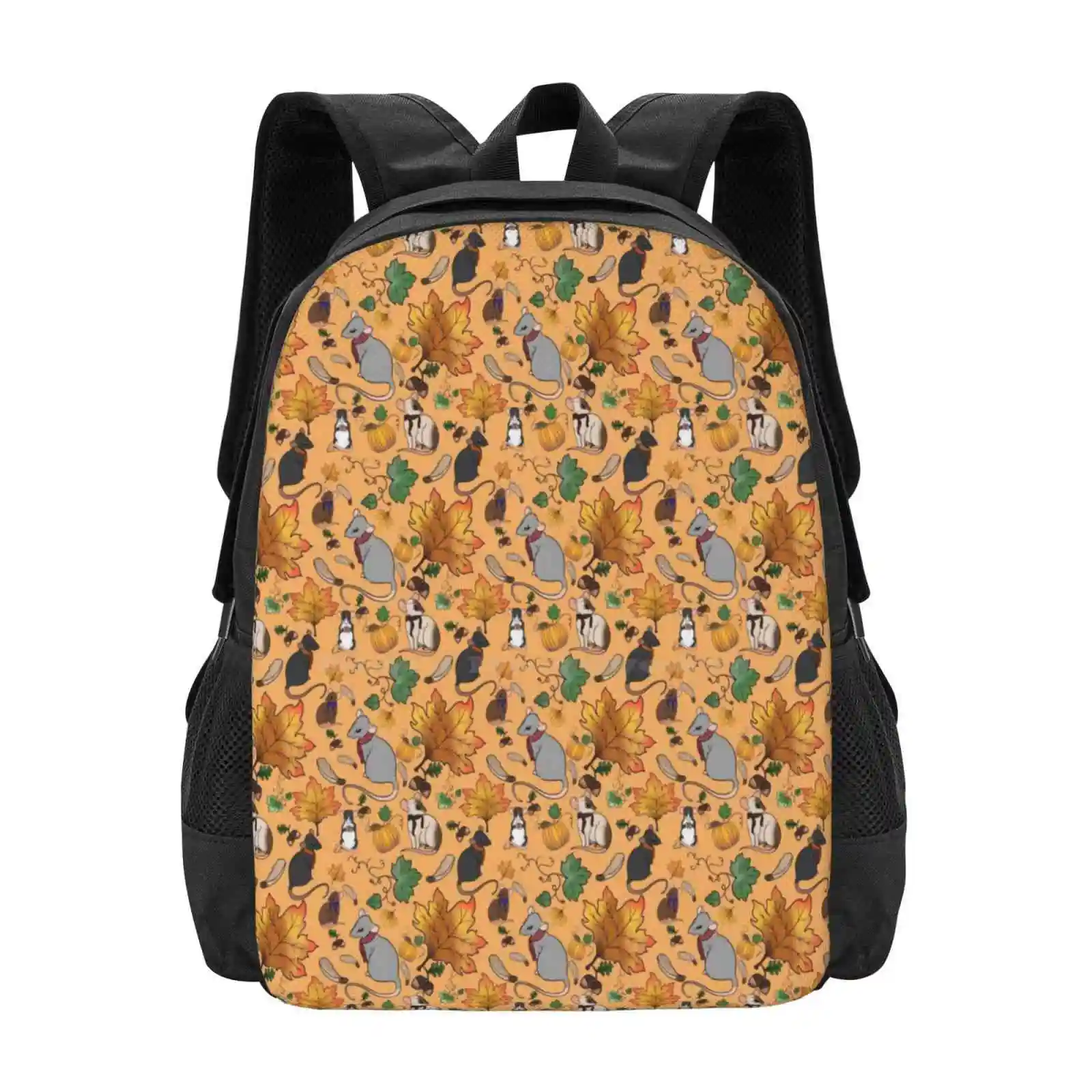 Fall Rats! New Arrivals Unisex Bags Student Bag Backpack Fall Autumn Pet Rats Cute Rats Rats