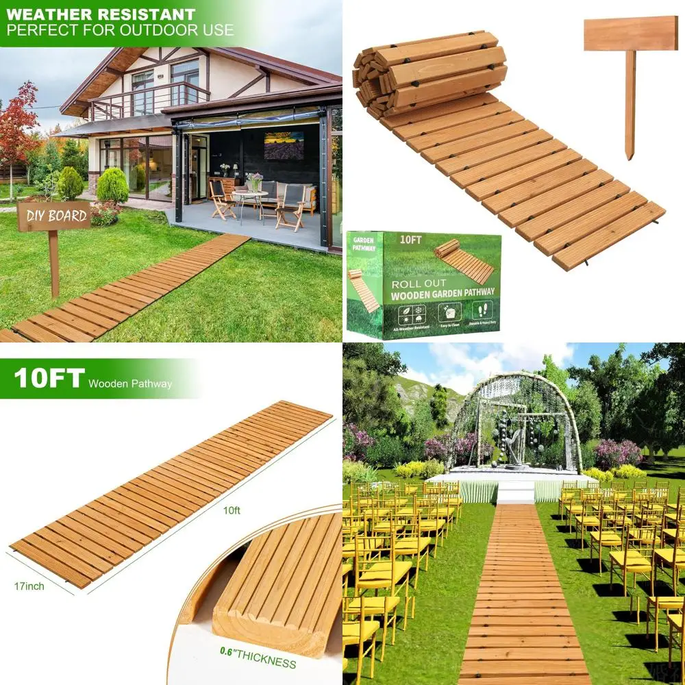 

10-футовая устойчивая к атмосферным воздействиям прокатная дорожка из твердой древесины для уличных садов, заднего двора и дорожек для мероприятий