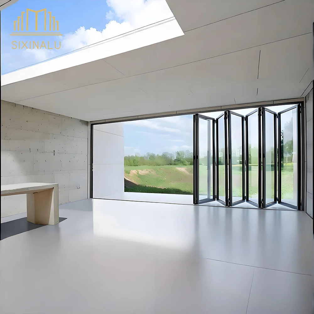 

Sixinalu Folding Door Exterior Interior Accordion Entry Sliding Doors With Screens Aluminum Double Glaszed Garden Home Custom