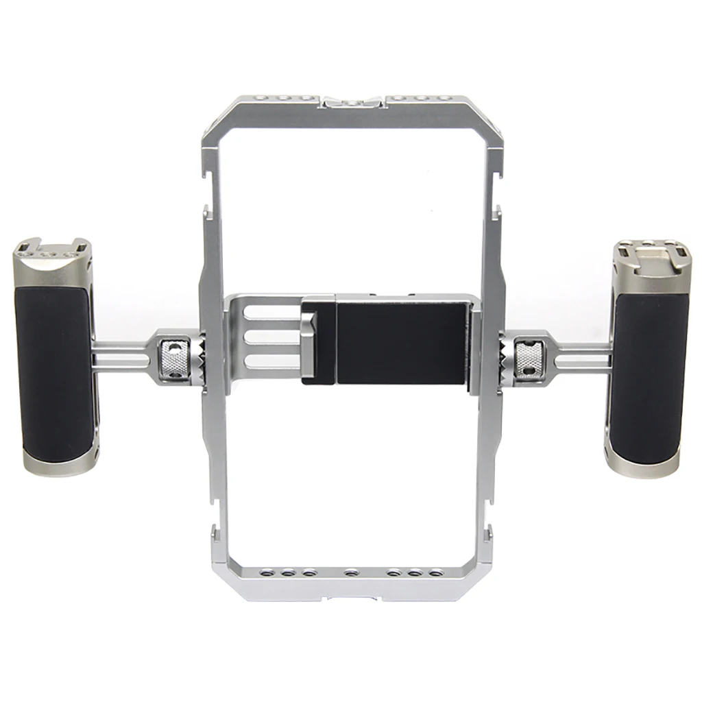 المزدوج مقبض الهاتف الذكي فيديو تلاعب يده قفص الهاتف علبة صنع الأفلام مع الحذاء البارد جبل حامل هاتف للبث المباشر مدونة الفيديو