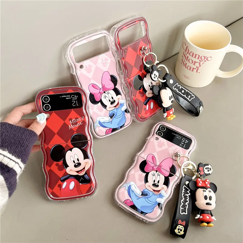 Phone Case For Samsung Galaxy Z Flip 6 5 4 3 5G Shockproof Acrylic Hard Cover For Z Flip5 Flip4 Flip3 Flip6 Mickey Minnie