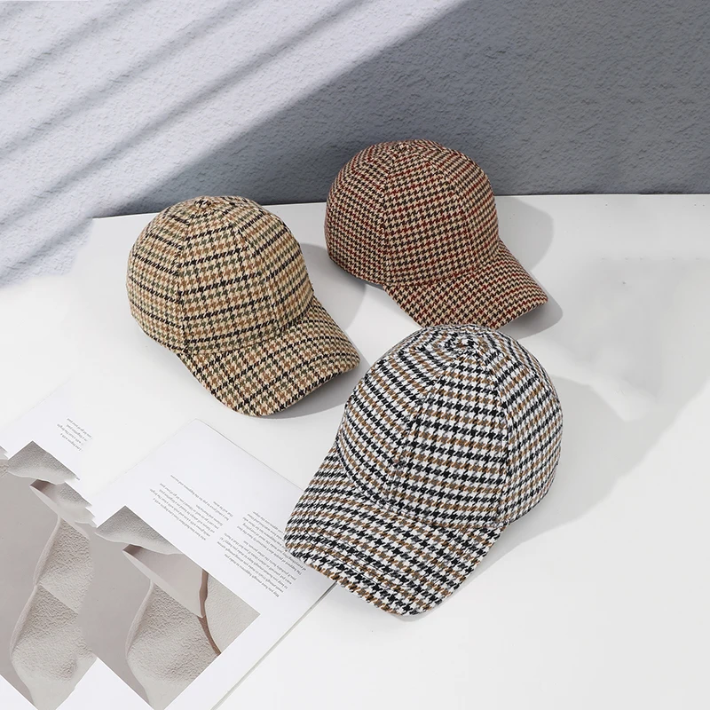 Vintage full version of small thousand bird grid baseball cap suitable for ladies outdoor photo play shopping