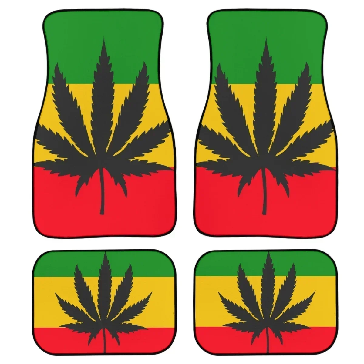 Reggae Rastafarian Maple Leaves Car Floor Mat Comfortable Carpet Anti-Slip Rubber Mat Pack of 4 Car Accessories Car Floor Mats