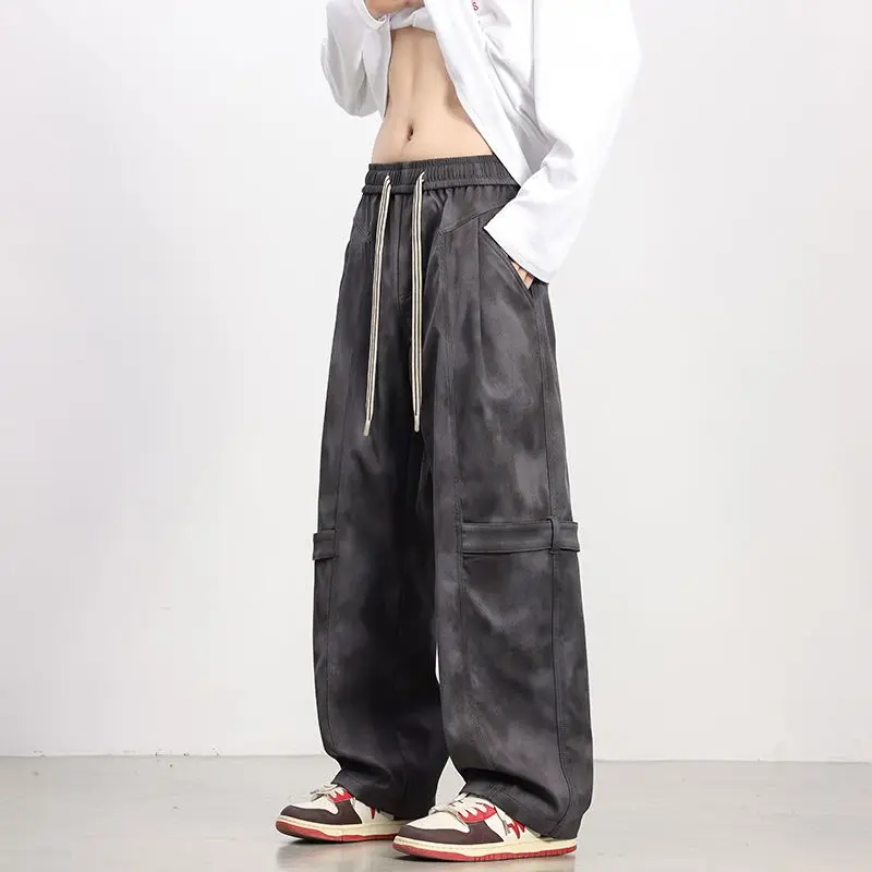 Comfortable Men's Outdoor Camouflage Wide Leg Pants Windproof Breathable Workwear Long Trousers Vintage Worn Look Men's plus ...