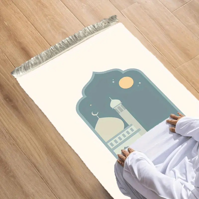 VIKAMA Morandi Mosque Star Moon Worship Blanket Wear resistant Prayer Kneeling Worship Mosque Pilgrimage Prayer Mat