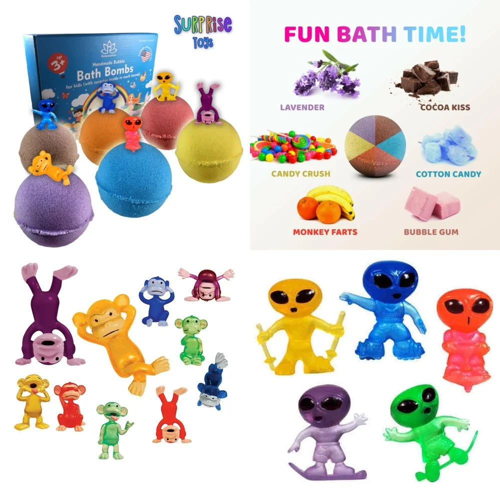

Bath Ball6 Pieces Kids Bath Bombs for Children and Teens with Surprise Toys Inside 5 Oz Each Fun Fizzing Bath Time Gifts for