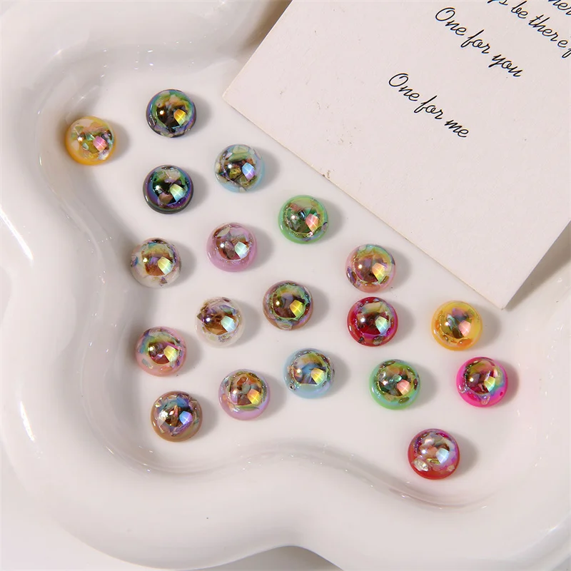 

Wholesale 100pcs/lot 10mm color print geometry rounds shape resin flatback cabochon beads diy jewelry accessory