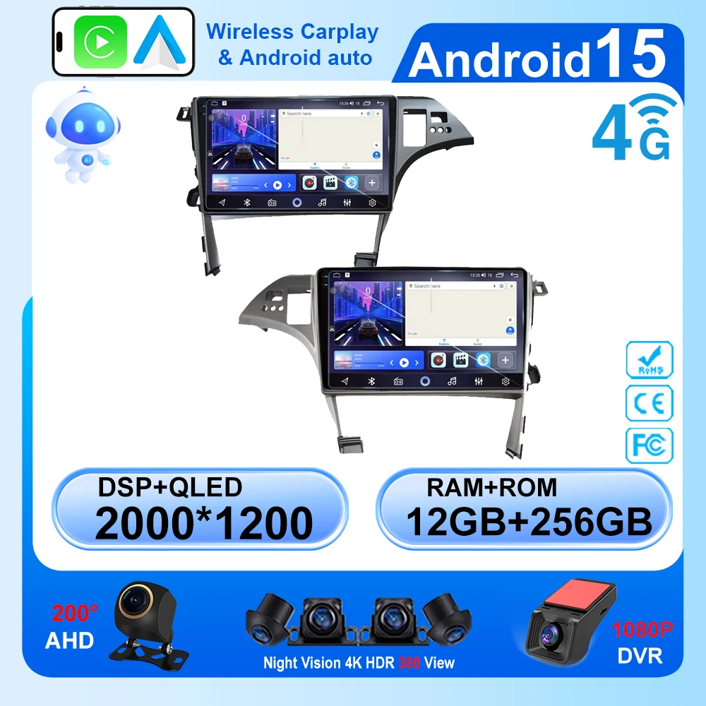 Android Auto For Toyota Prius 3 XW30 2009 - 2015 RHD Car Radio Multimedia Video Player GPS Navigation Carplay Head Unit 5G Wifi