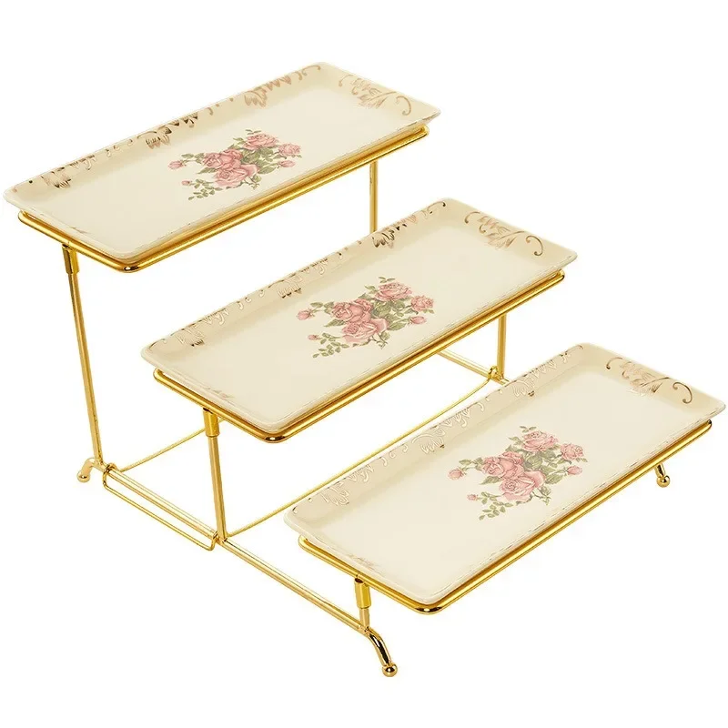 European ceramic snack rack household three-layer cake dessert table candy snack tray afternoon cake tray