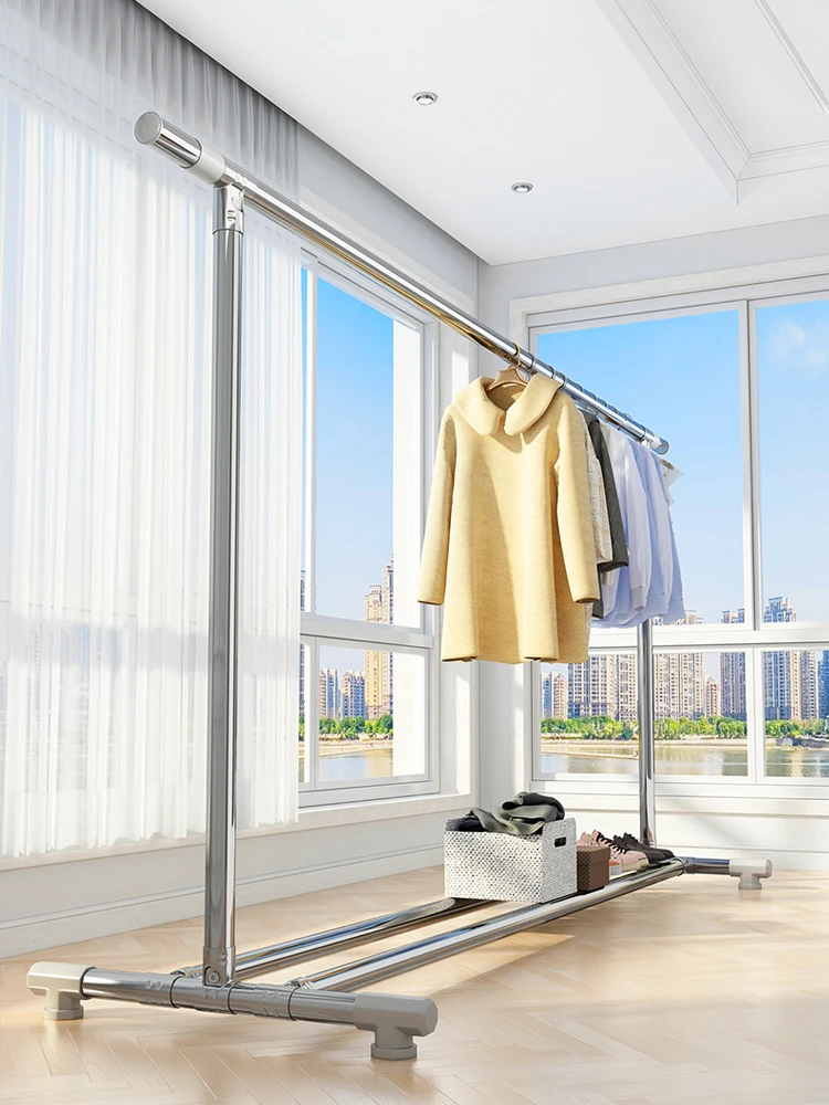 

Indoor Stainl Steel Portable Clothes Drng Ra Bedroom Balcony Foldable Stretchable Clothesline Stand Moveable Clothesdryer