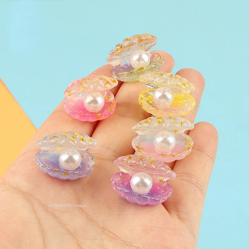 Glowing Sea Shells Mini Figurines Miniature Resin Seashell Micro Landscape Ornament DIY Cream Glue Refrigerator Stick Decor