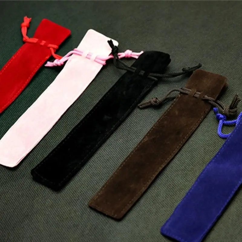 R9JA 1 Piece Dropstring Pen Pouches Solid Color Single Ballpoint Pen tas tas