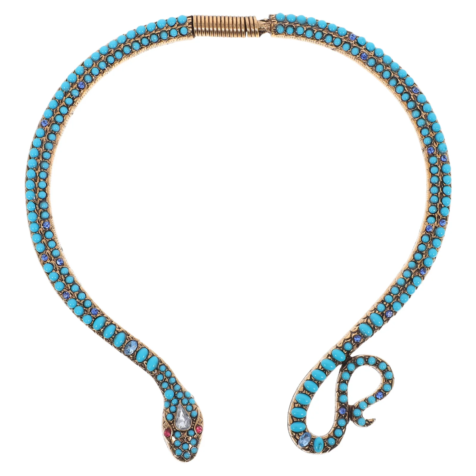 

Alloy Diamond Necklace Turquoise Snake Choker Jewelry for Woman Durable Comfortable Party Gathering Retro Style Clavicle Chain