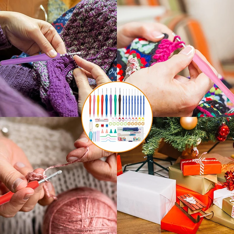 Crochet Hook Kit with Case Sewing and Weaving Tools Yarn Crochet Hook Household for Beginners & Experieced Crochet Lovers TMZ