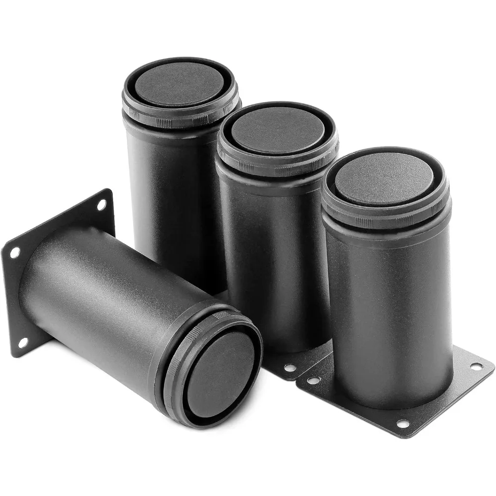 

4 Inch Metal Furniture Legs Stainless Steel Adjustable Legs Black Metal Legs Round Cabinet Legs for Coffee Table Cabinet Desk So