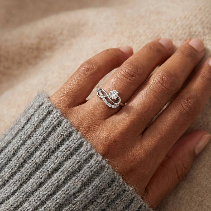 Täglich tragbare brillante geometrische Zirkonia-Ringe für Damen, silberfarben, hochwertige Damen-Accessoires, Hochzeits- und Party-Schmuck