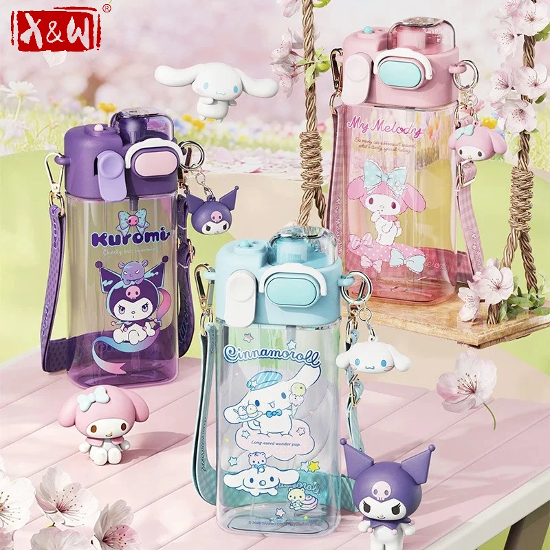 x-w-サンリオ-570ml-キッズ-ダブルドリンクカップ-漫画-ハローキティ-クロミ-ストローカップ-ポータブル-学生-夏-アウトドア-スプレーウォーターボトル