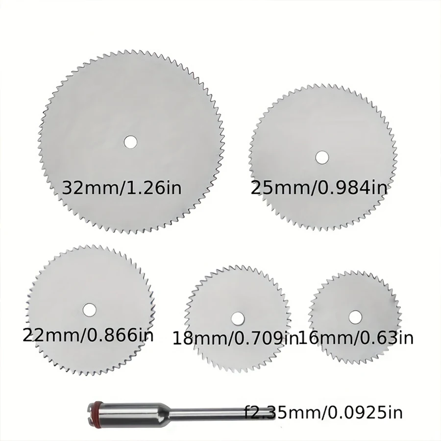 6PCS/Set Mini Circular Blade Metal Discs with 1pc 1/8" Shank Extension Rod, Cutting Wheel Set for Rotary Tools,Cutting Wood Tool view 4